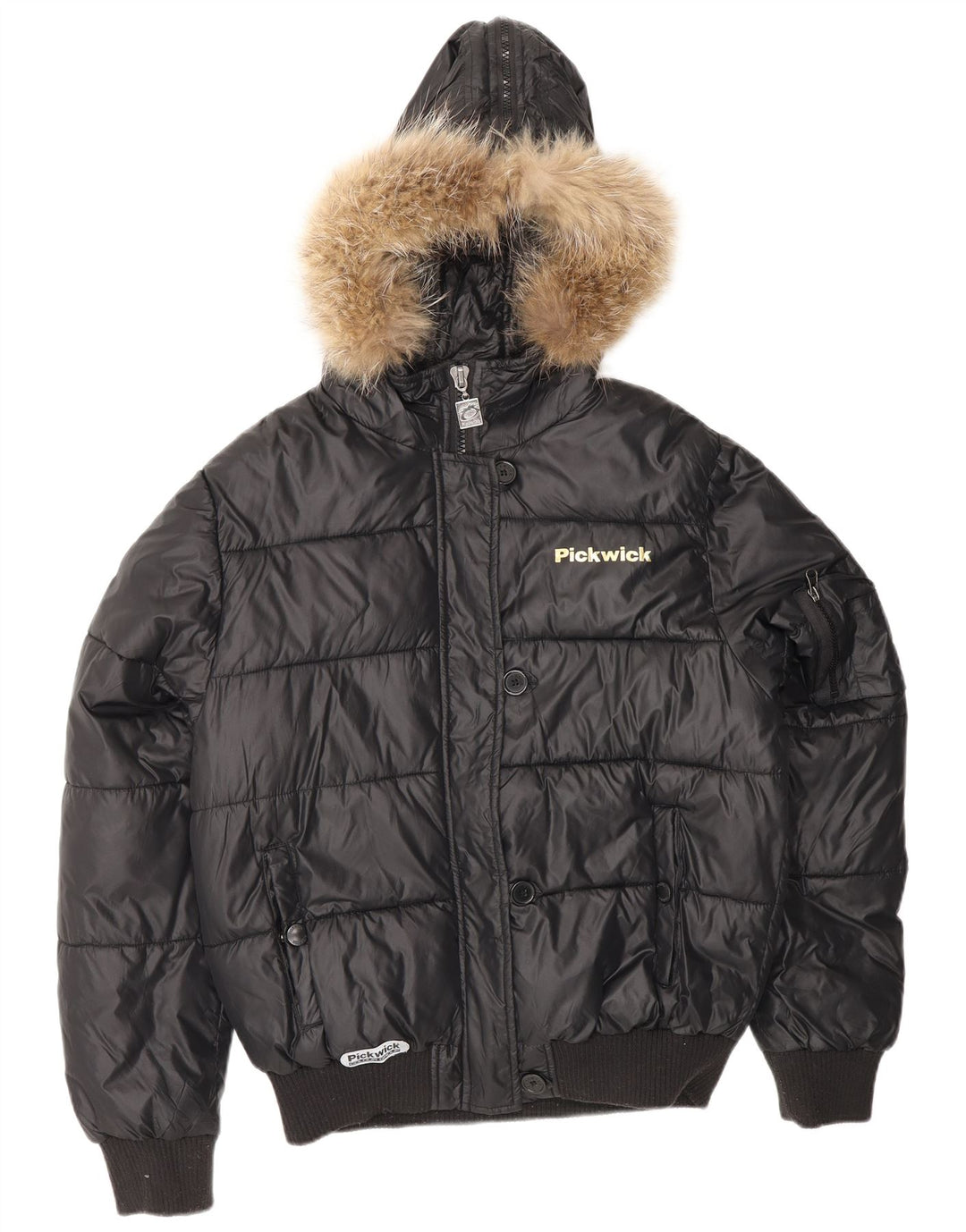 Jaqueta feminina acolchoada com capuz PICKWICK UK 18 XL preto nylon