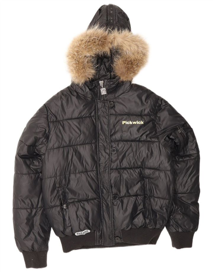 Jaqueta feminina acolchoada com capuz PICKWICK UK 18 XL preto nylon