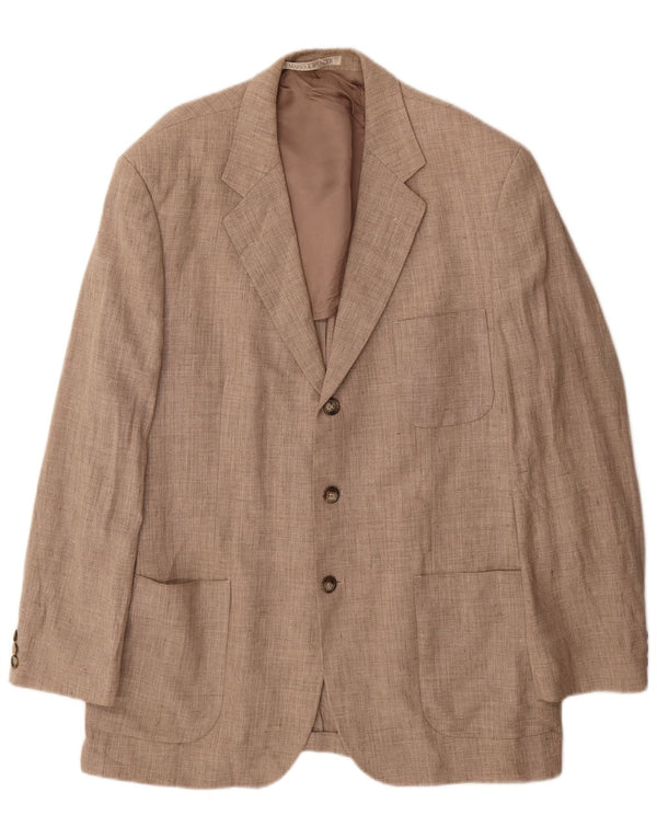 Jaqueta blazer masculina de 3 botões Marks & Spencer Reino Unido 42 linho bege grande
