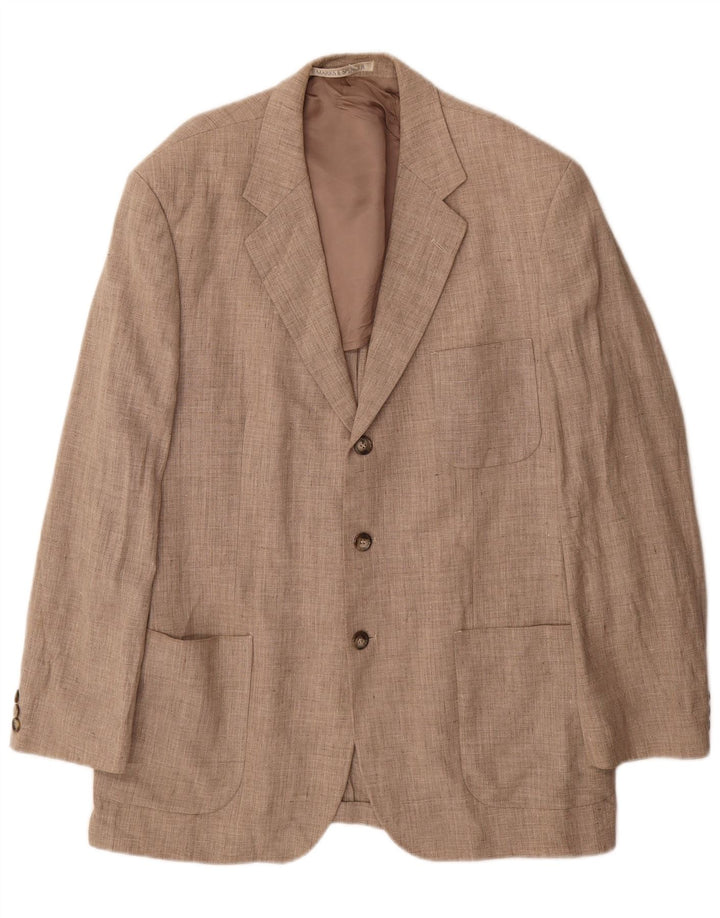 Jaqueta blazer masculina de 3 botões Marks & Spencer Reino Unido 42 linho bege grande