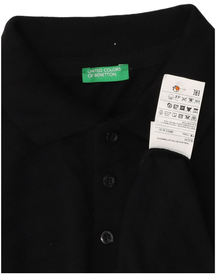 Camisa polo masculina BENETTON pequena listrada preta de algodão