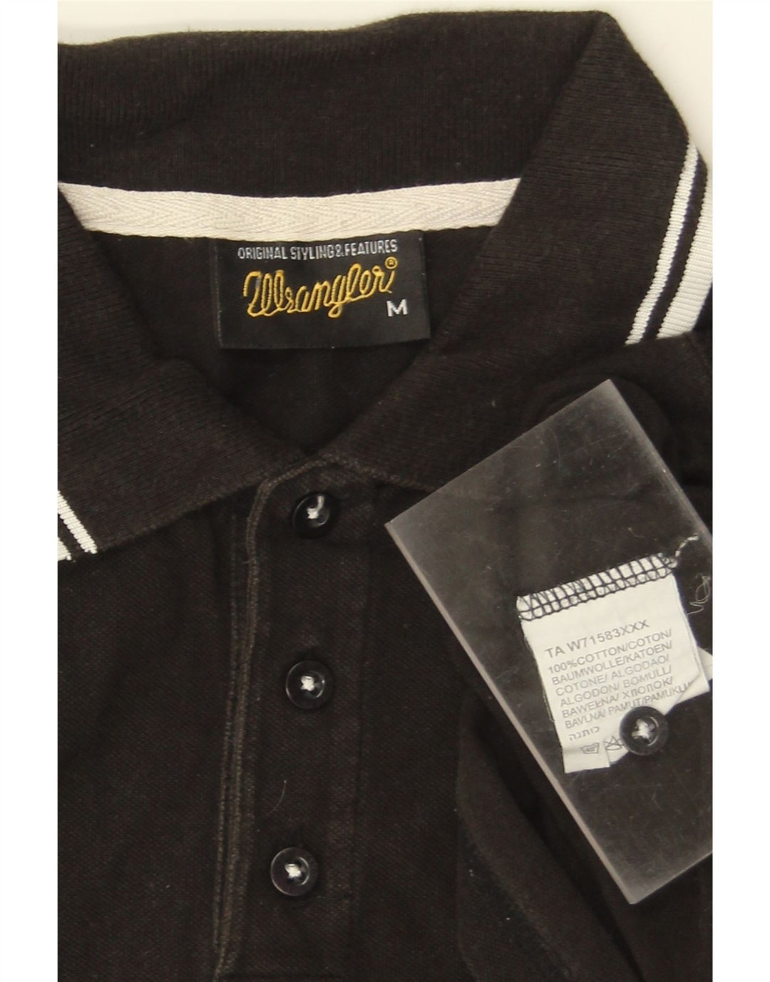 Camisa polo masculina WRANGLER de algodão preto médio
