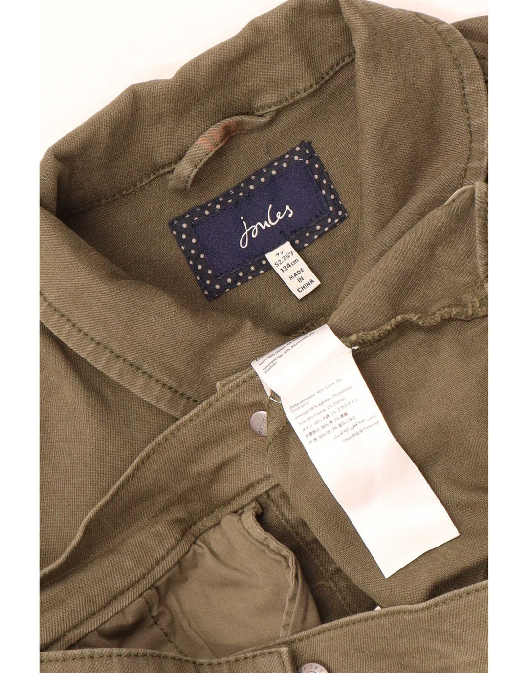 Jaqueta jeans Joules Boys 8-9 anos algodão cáqui