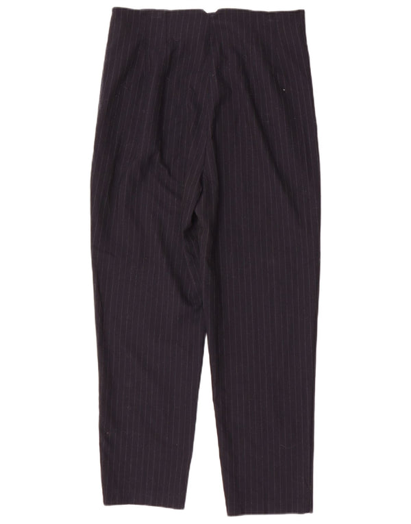 Zara Calça feminina casual cintura alta grande W30 L26 risca de giz azul marinho