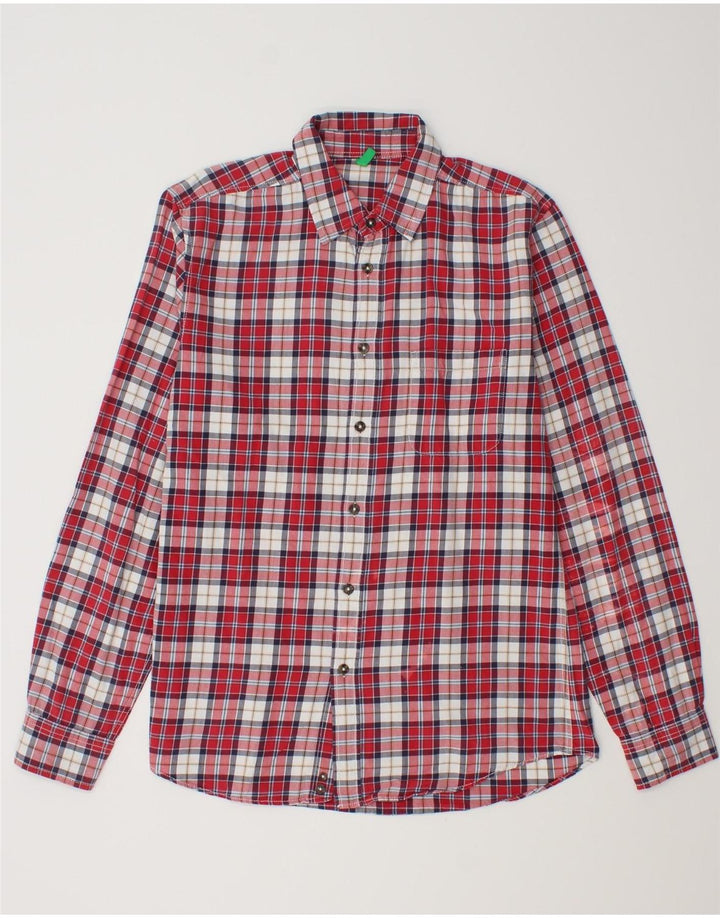 Camisa masculina de flanela Benetton média xadrez vermelha