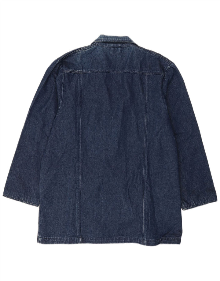 Jaqueta blazer jeans feminina vintage com 1 botão Reino Unido 16 grande azul