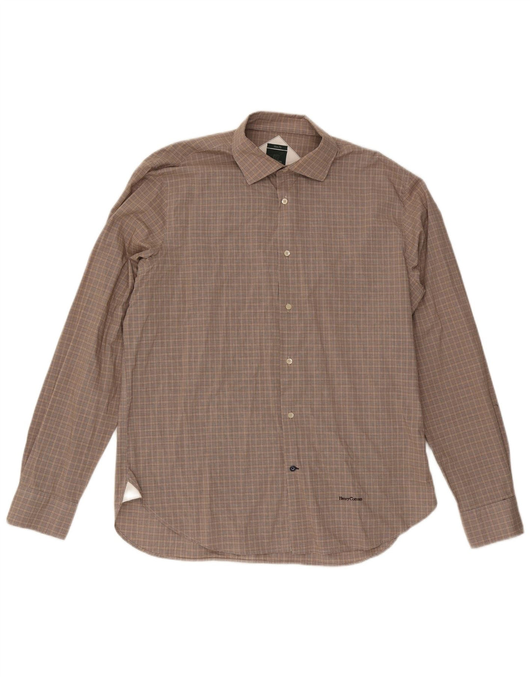 Camisa masculina Henry Cottons Slim Fit tamanho 43 grande xadrez cinza