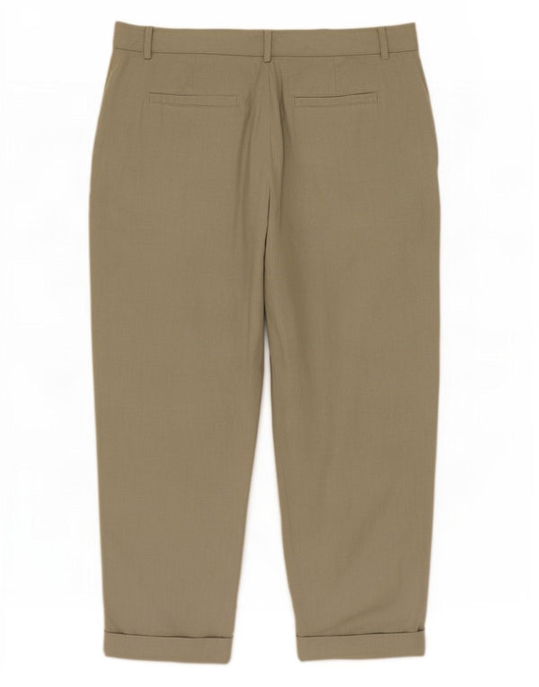 Zara Calça Chino Feminina Reta EU 42 Grande W32 L26 Linho Cáqui