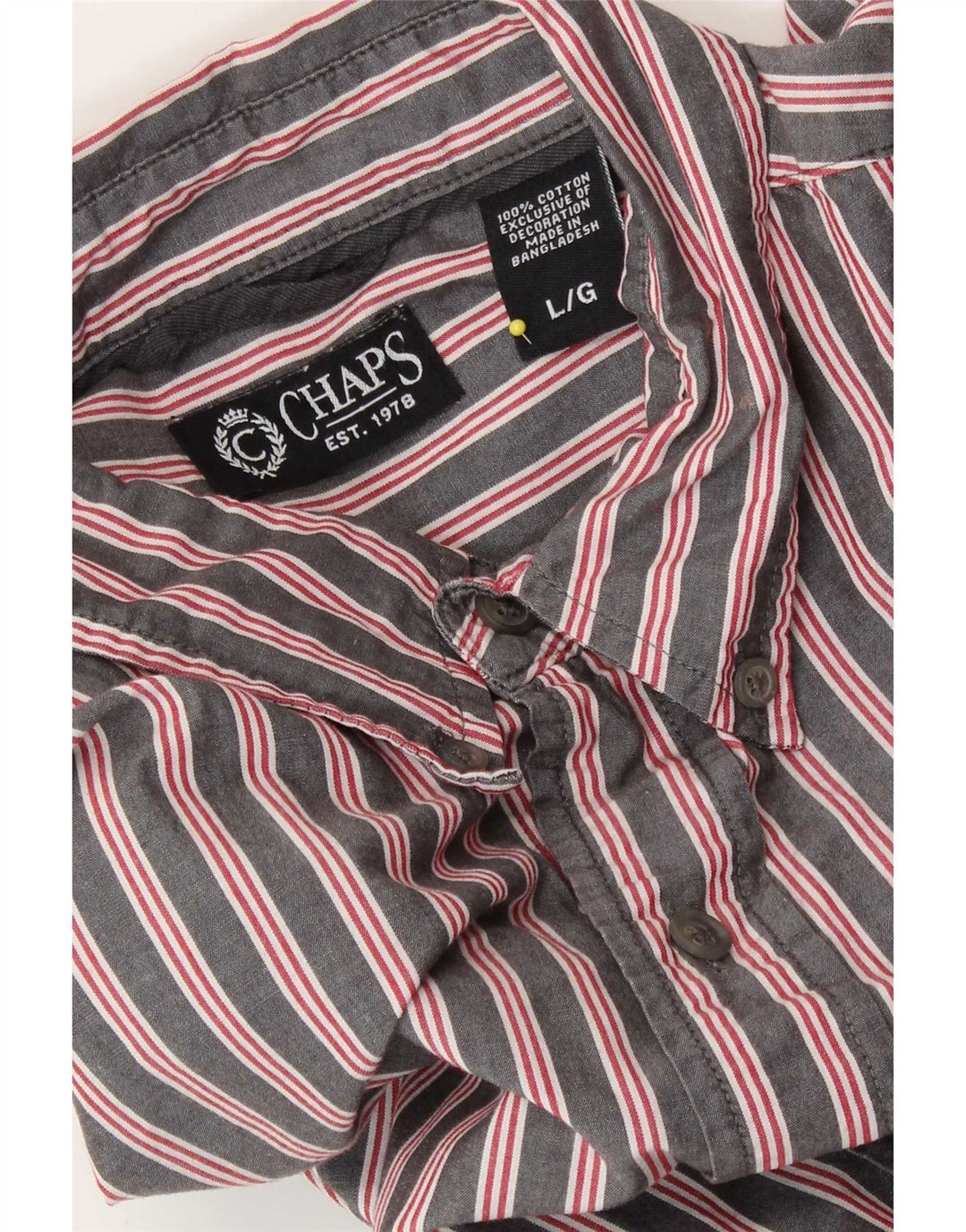 Camisa masculina Chaps grande algodão listrado cinza