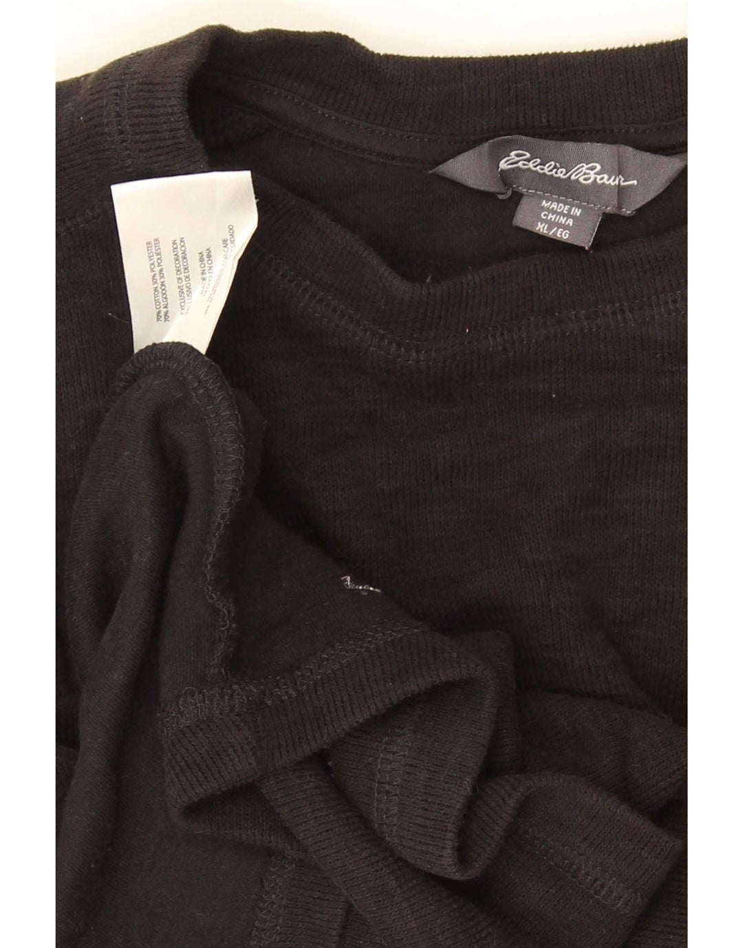 Eddie Bauer Top masculino manga comprida XL algodão preto