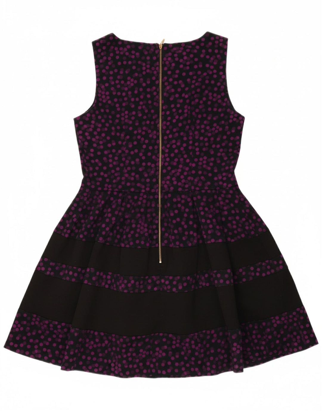 CLOSET Vestido feminino sem mangas evasê UK 12 médio preto bolinhas algodão