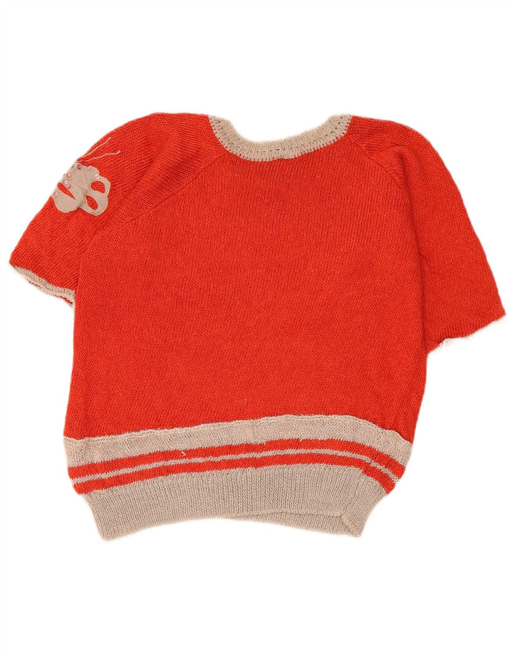 Suéter feminino vintage cropped com gola canoa IT 44 vermelho médio