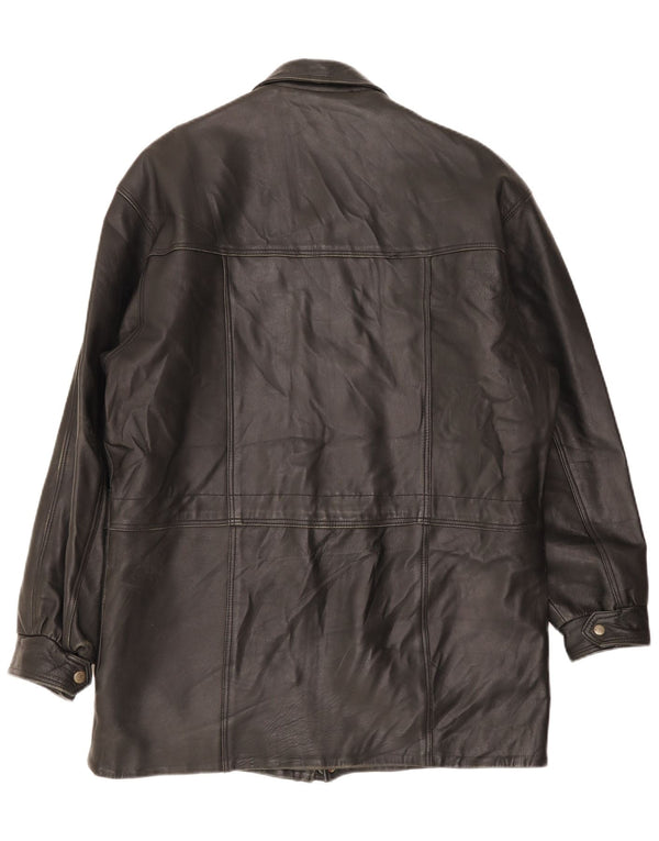 Casaco de couro masculino vintage UK 40 grande preto