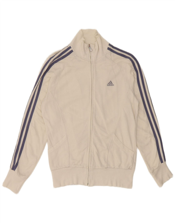 Adidas Womens Tracksuit Top Jacket Pequeno Algodão Branco