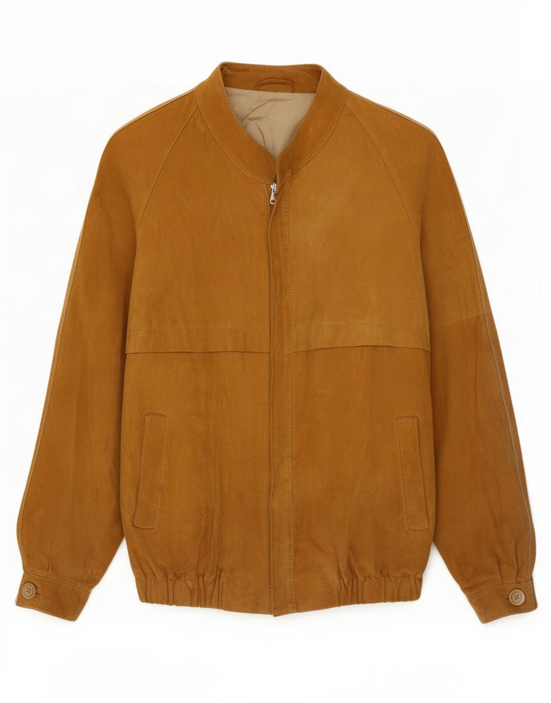 Jaqueta bomber masculina vintage de camurça UK 36 pequena bege