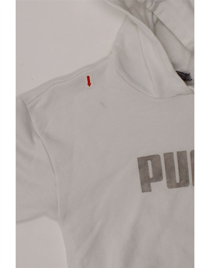 PUMA Girls Graphic Hoodie Jumper 5-6 Years White Cotton Vintage Puma and Second-Hand Puma from Messina Hembry 