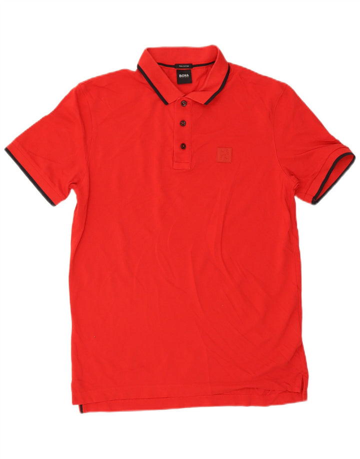 Camisa polo masculina Hugo Boss de algodão vermelho médio