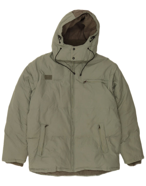 Jaqueta masculina Fila acolchoada com capuz UK 40 grande verde colorblock poliamida