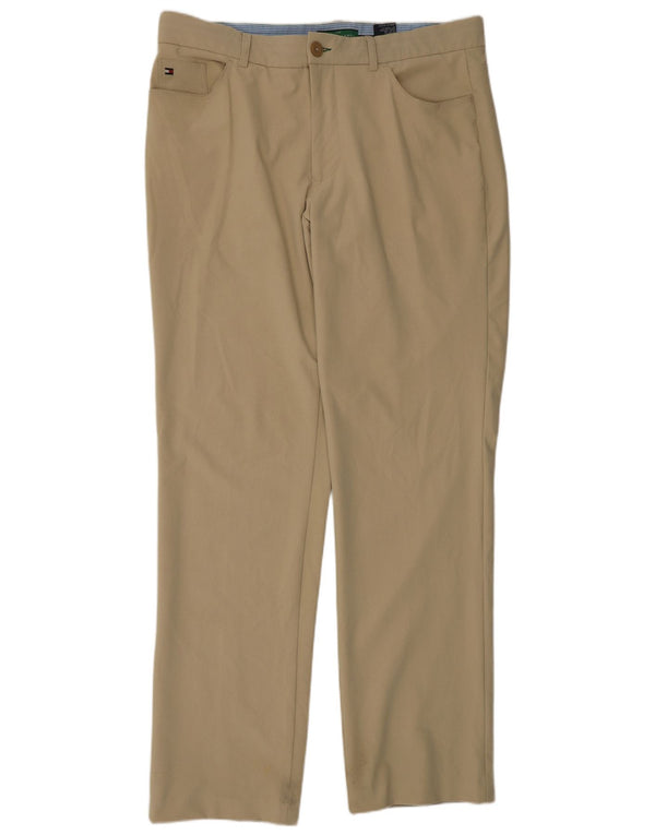 Tommy Hilfiger Masculino Golf Straight Chino Calças W36 L34 Bege Nylon