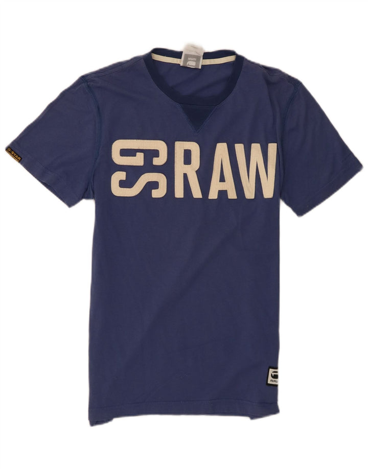 Camiseta gráfica masculina G-Star Top médio algodão azul marinho