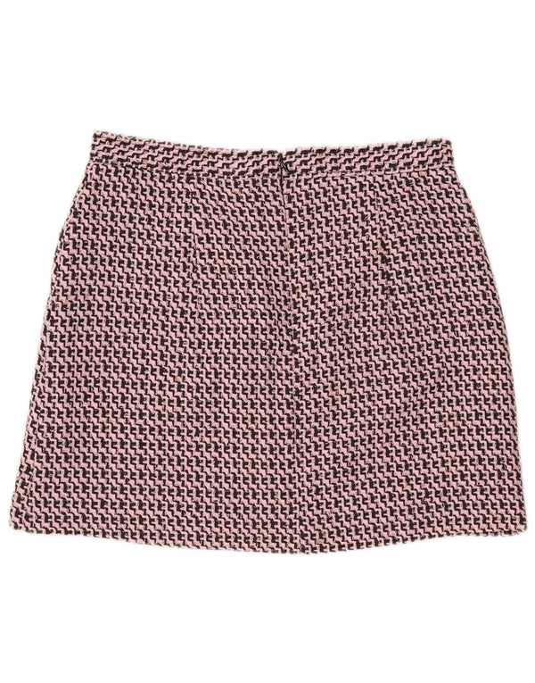 Mini saia feminina Topshop Reino Unido 14 grande W32 rosa Chevron poliéster