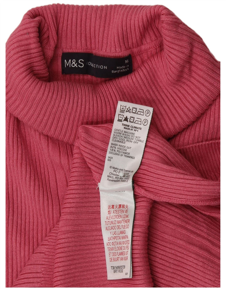 Suéter feminino Marks & Spencer com gola redonda e viscose rosa grande Reino Unido 16