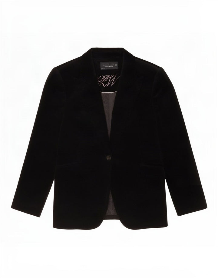Jaqueta blazer feminina de veludo com 1 botão Zara EU 42 grande algodão preto