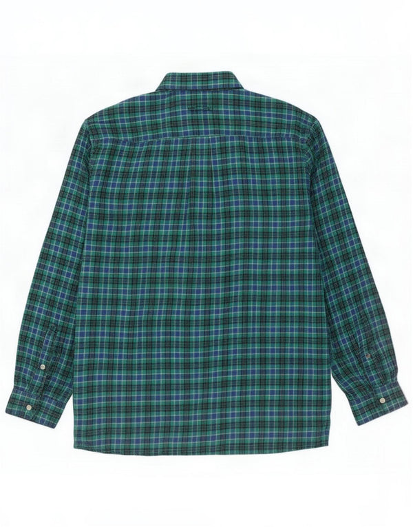 Camisa masculina vintage grande poliéster xadrez verde