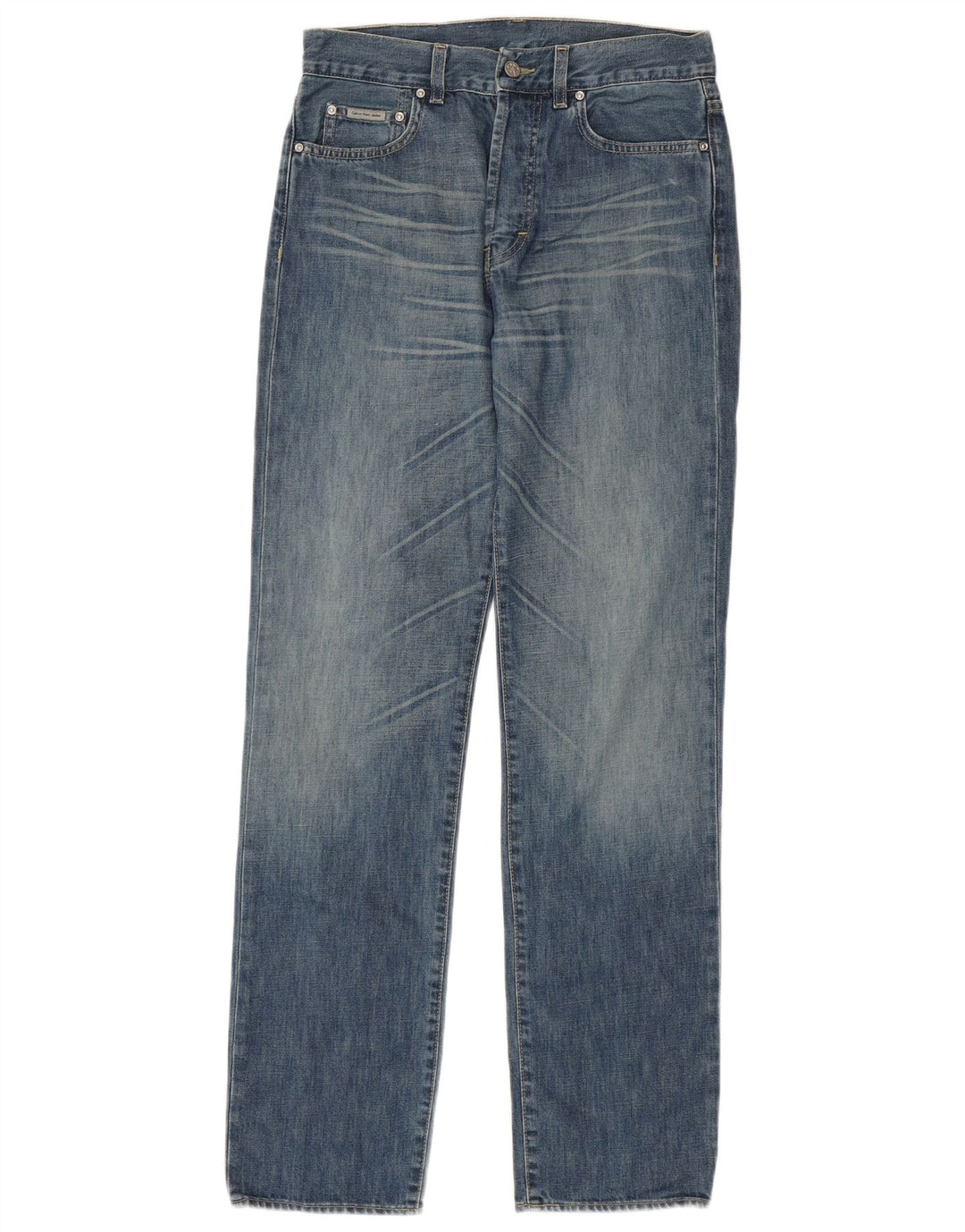 Calça jeans reta masculina Calvin Klein W30 L34 azul algodão