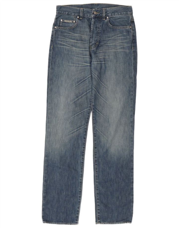 Calça jeans reta masculina Calvin Klein W30 L34 azul algodão