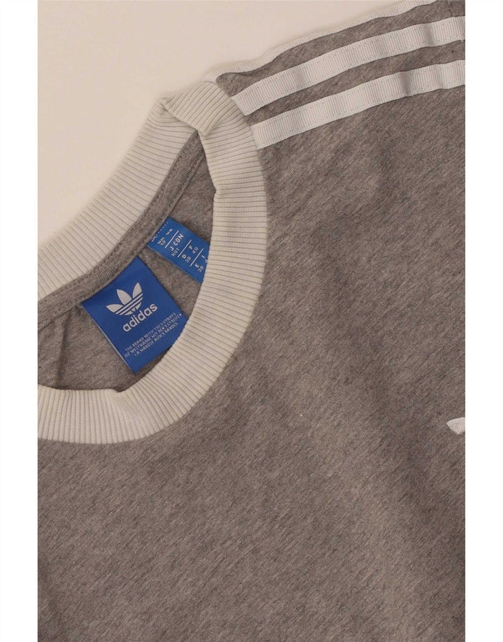Adidas feminino gráfico moletom jumper UK 12 cinza médio colorblock