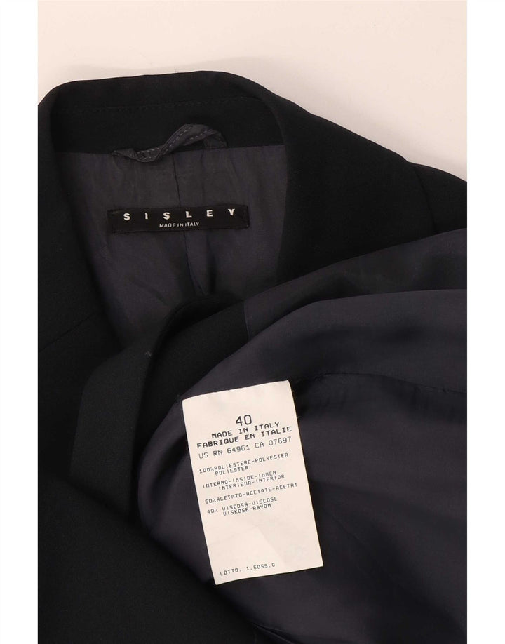 Sisley Jaqueta Blazer Feminina com 3 Botões IT 40 Pequeno Azul Marinho Poliéster