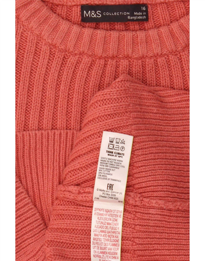 Suéter feminino Marks & Spencer com gola redonda Reino Unido 16 grande rosa