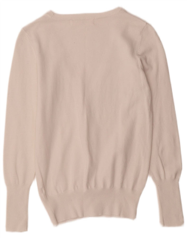 Suéter cardigã feminino Zara Reino Unido 12 médio branco