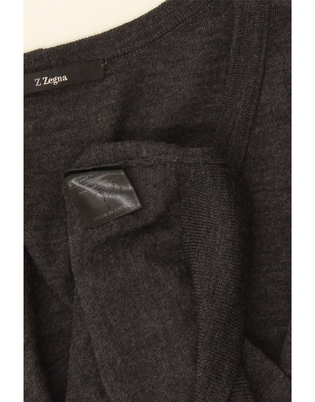 Suéter cardigã feminino Z ZEGNA US 6 lã cinza médio