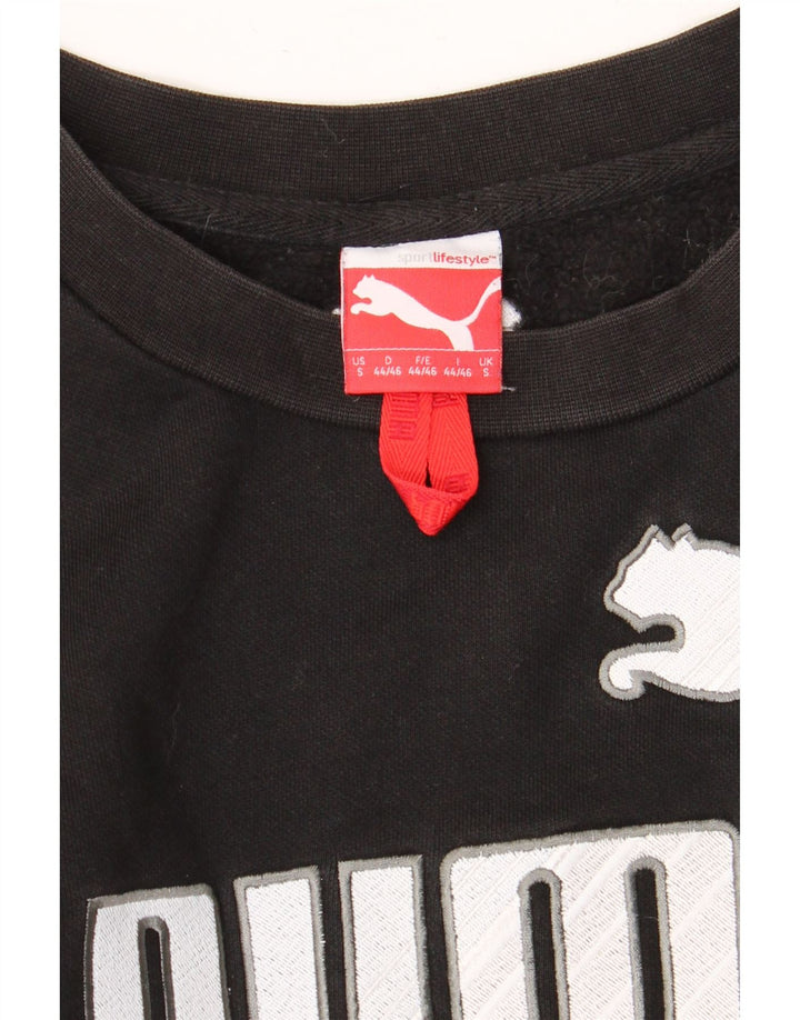 PUMA Mens Graphic Moletom Jumper Pequeno Preto