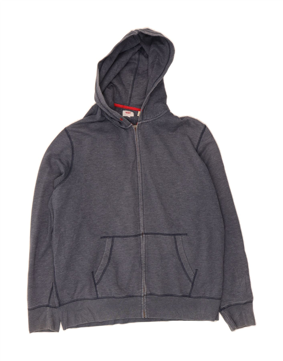 LEVI'S Mens Zip Hoodie Sweater 2XL Blue Cotton Vintage Levi's and Second-Hand Levi's from Messina Hembry 