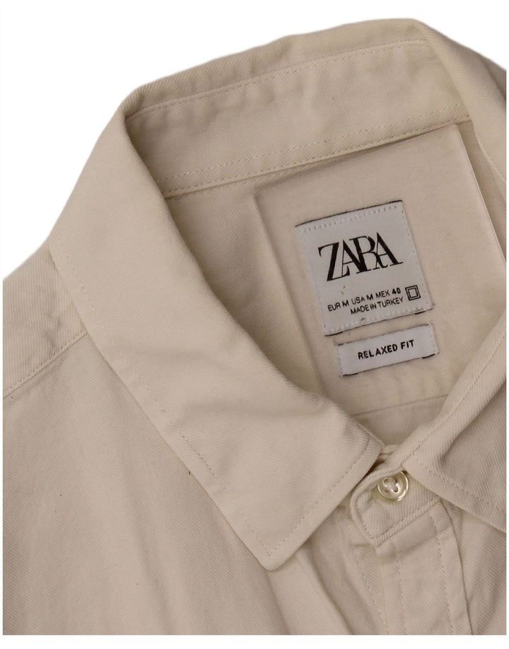 Zara Camisa masculina relaxada fit médio off white