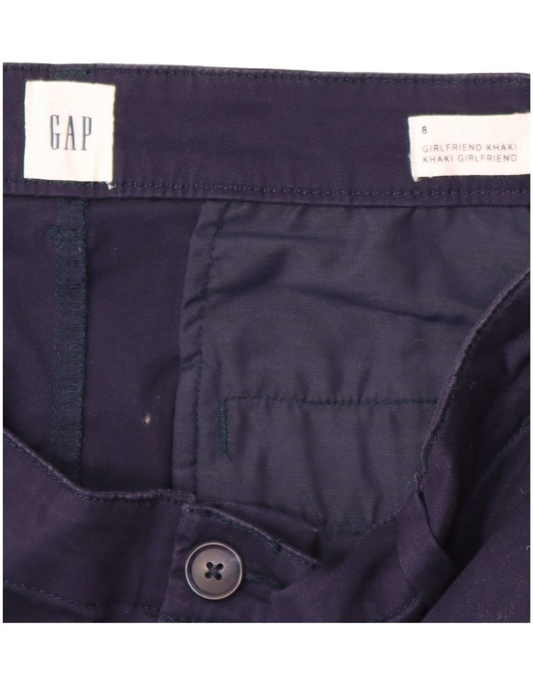 Calça Chino Feminina Girlfriend GAP EUA 8 Médio W32 L28 Azul Marinho