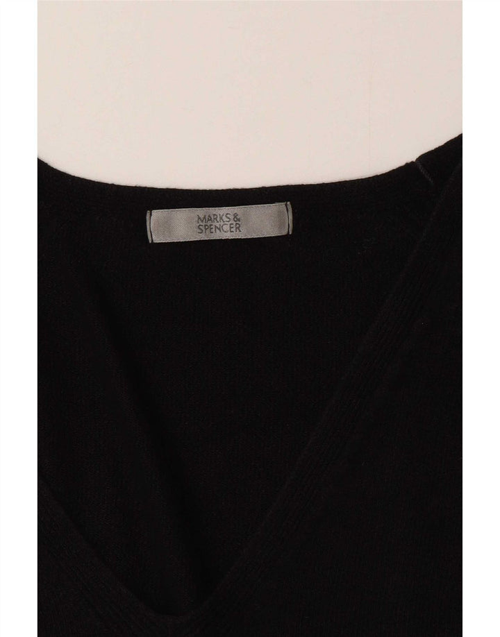Suéter feminino Marks & Spencer com decote em V Reino Unido 12 médio preto