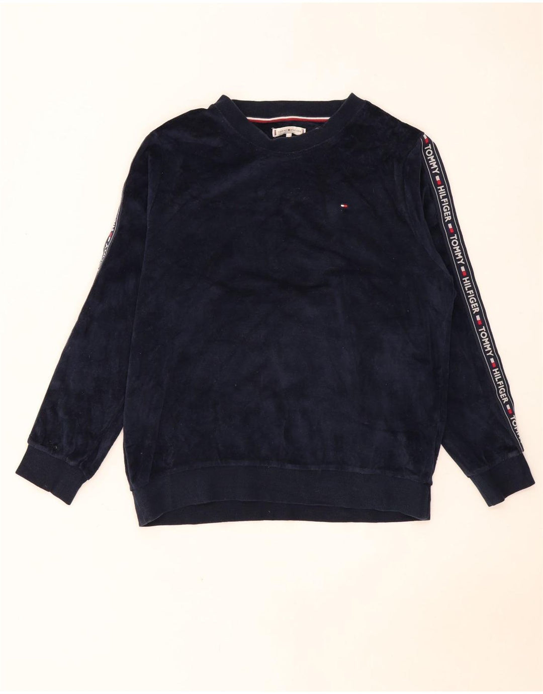 Tommy Hilfiger moletom gráfico masculino jumper médio azul marinho colorblock