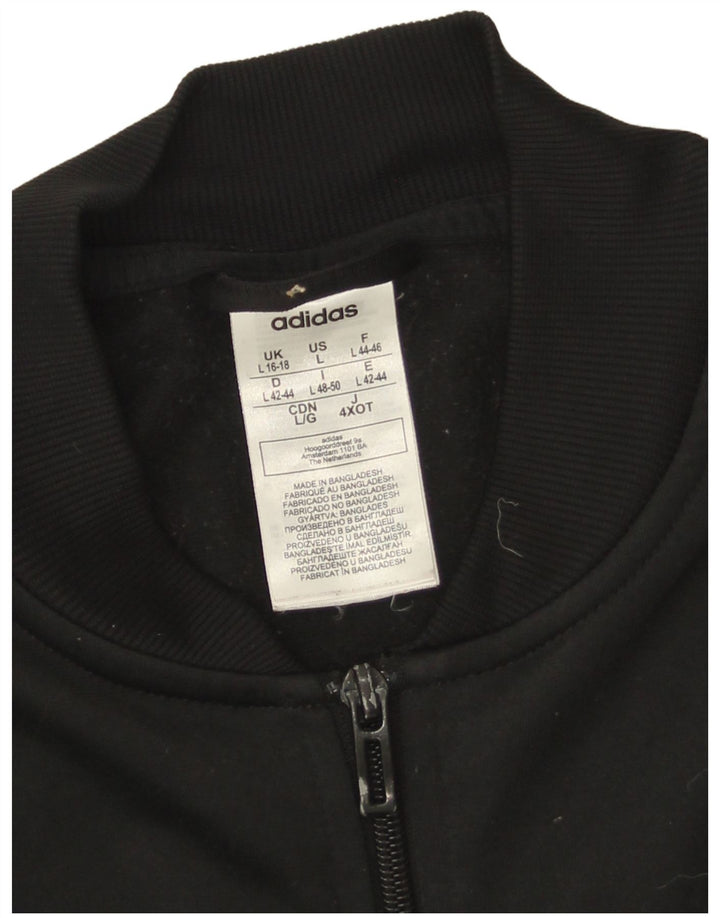 Adidas Womens Tracksuit Top Jacket UK 16/18 Grande Preto Poliéster