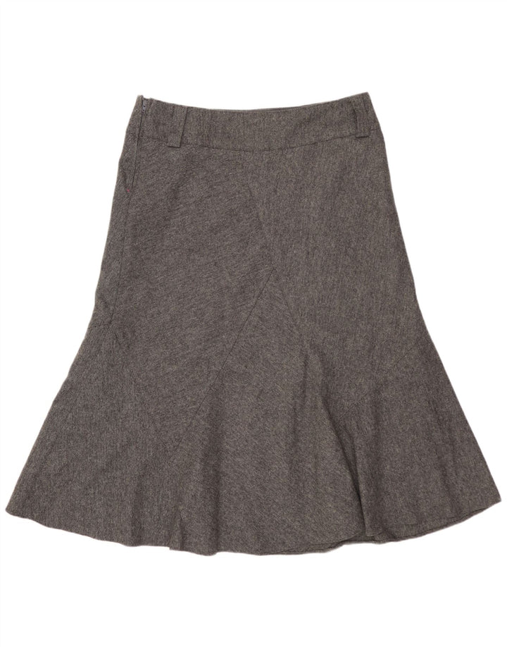 Saia feminina Marks & Spencer em linha A Reino Unido 12 médio W32 cinza manchado de lã nova