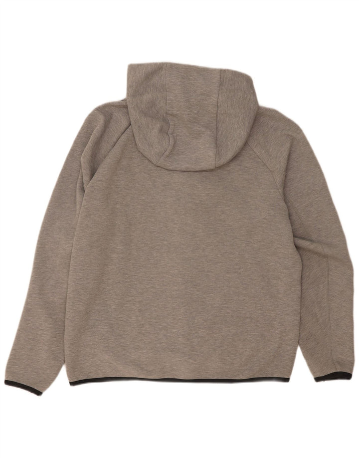 Suéter masculino Nike com capuz e zíper cinza médio algodão manchado