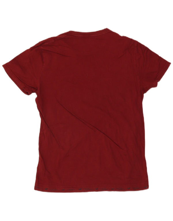 Camiseta masculina Hollister com estampa gráfica grande de algodão cor de vinho