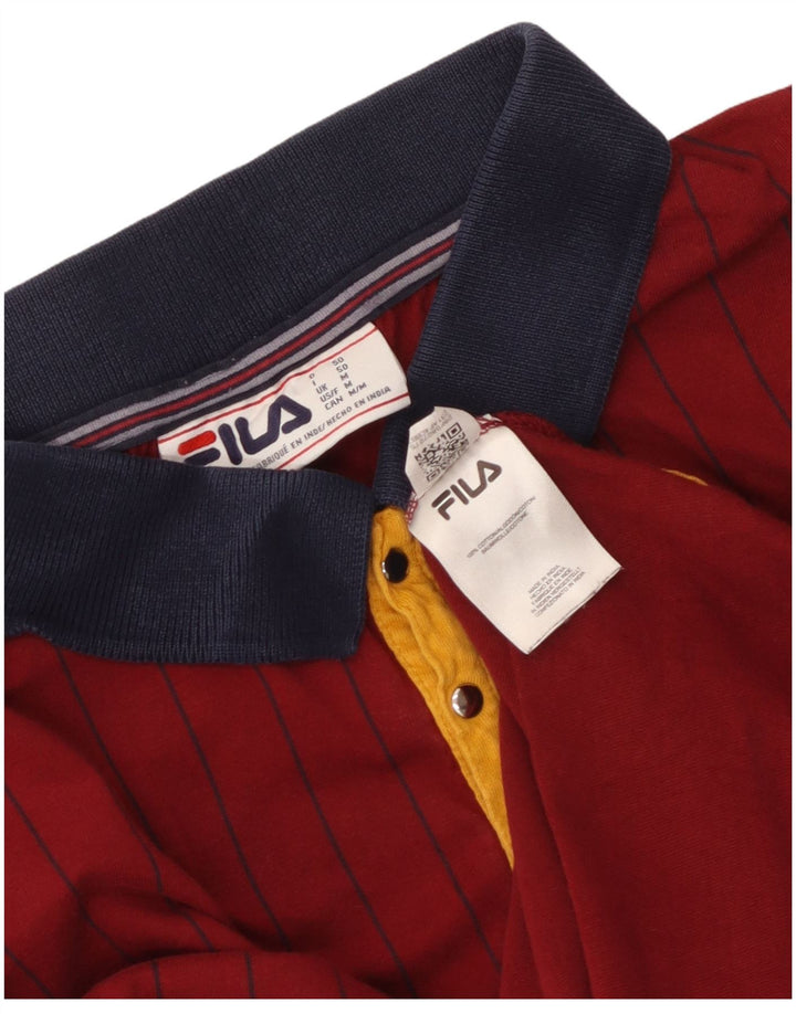 Camisa polo masculina Fila médio algodão listrado marrom