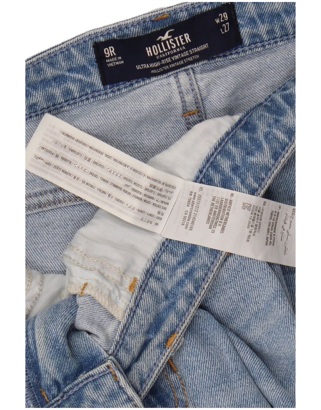 Jeans retos femininos SUPERDRY W29 L27 algodão azul