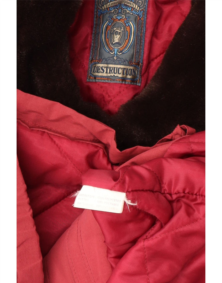 Jaqueta corta-vento feminina vintage UK 18 XL poliéster vermelho