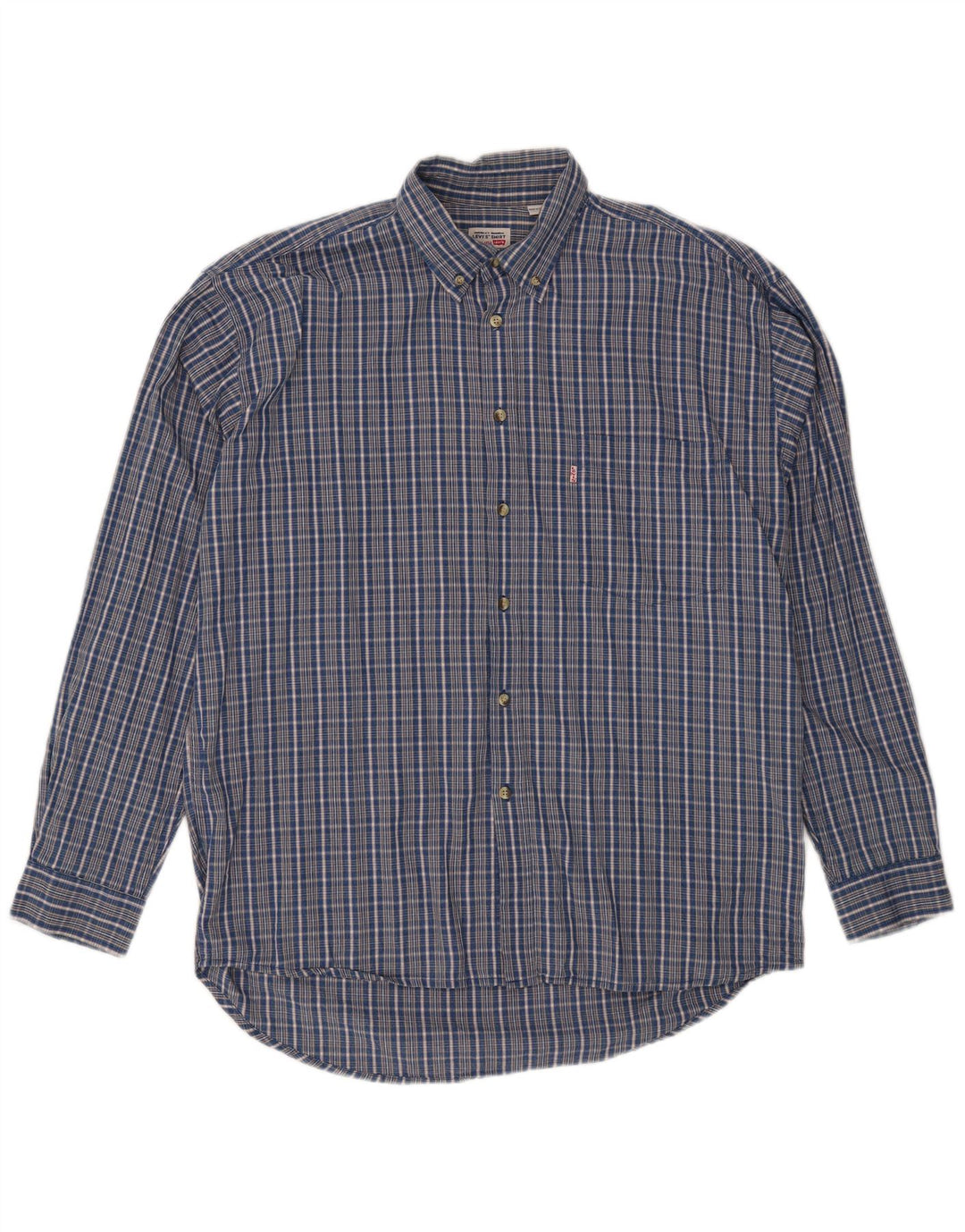 Camisa masculina Levi's grande xadrez azul de algodão