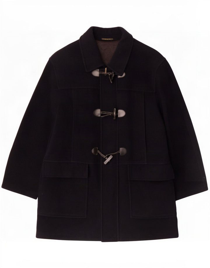 Vintage Womens Oversized Duffle Coat UK 16 Grande Lã Azul Marinho